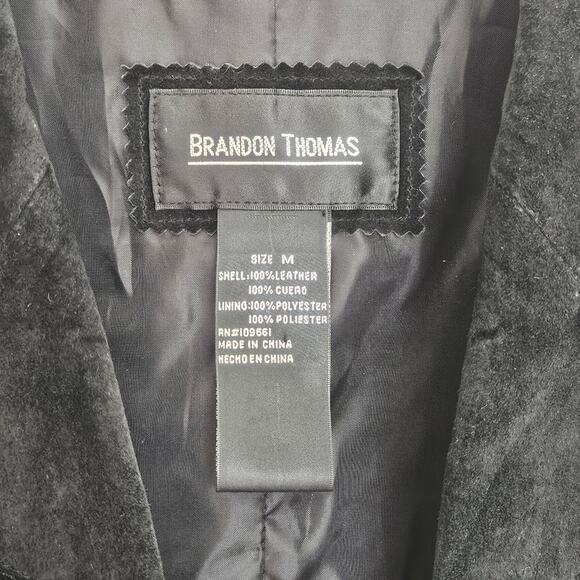 Brandon Thomas Black Suede Jacket Barn Coat Size M Genuine Leather Retro - Picture 4 of 9